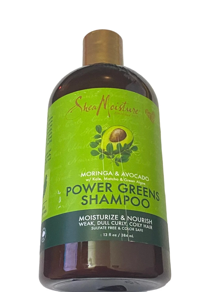 3x Shea Moisture Power Greens Moringa & Avocado Shampoo 13 Oz Each