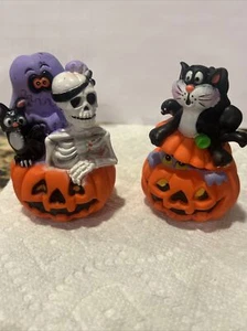 Vintage BEE Toys 1991 Black Cat On Pumpkin W/ Ghost Halloween 3” Toys. HTF - Picture 1 of 9