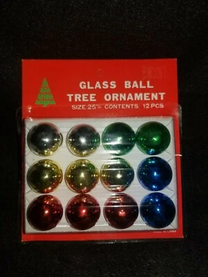 Mini Multi colored Glass Ball Ornaments 12 pack/25mm - Image 1 of 2