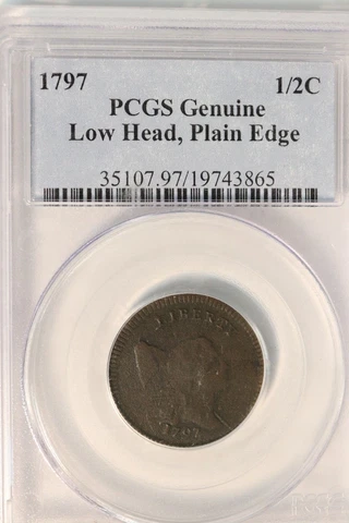 1797 Liberty Cap Flowing Hair Half Cent 1/2C - PCGS Genuine - Rare Coin! Cover