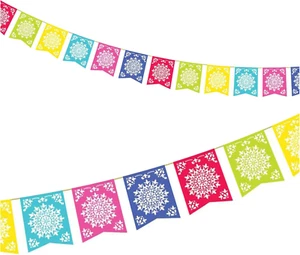 Del Sol Colorful Sunburst Fiesta Plastic Banner Garland, 12 Feet Long and 12 Inc - Picture 1 of 3