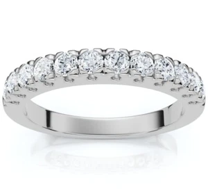 F/VS .50Ct Pave Diamond Wedding Anniversary Stackable Ring Gold Lab Grown - Picture 1 of 7