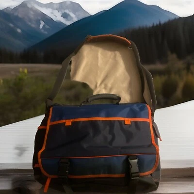 "Bolso Mensajero Vintage Gap Nylon Azul, Negro y Naranja RN S4023 - 02/Otoño 17x13""" Foto 1 de 4