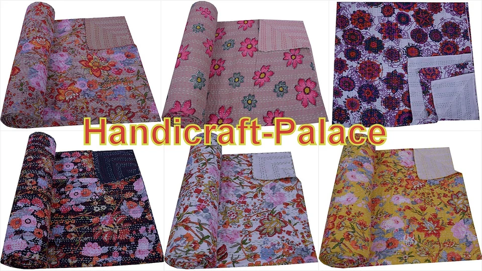 Indien Königin Tagesdecke 10 Teile Großhandel Menge Sortiert Kantha Cotton Bezug - Bild 1 von 1