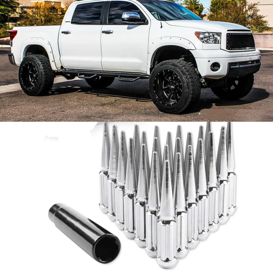 Para TOYOTA Tundra 07-2022 Cromado M14x1.5 Porcas de Ponta de Roda 4.4" de Altura + 1 Chave - Imagem 1 de 4