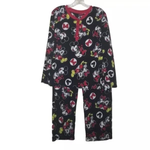 Disney Mickey Minnie Mouse Black 2 Piece PJ Pajamas Set Size Youth Large 12-14 - Picture 1 of 6