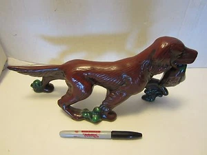 Vintage Ceramic figurine Hunting Irish Setter Dog Duck in Mouth 11.75”W 1960's - Picture 1 of 9