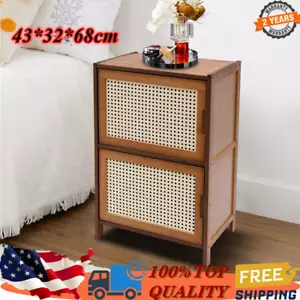 Modern Nightstand 2 Drawers End Side Table Bedside Table with Storage Cupboard - Picture 1 of 22