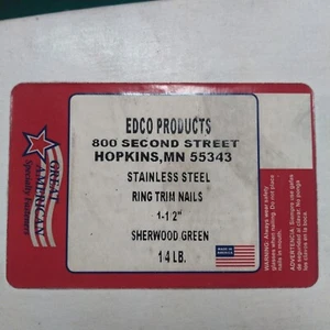 Vástago de anillo de acero inoxidable para clavos Edco Trim 1 lb. Sherwood Green 1 1/2" - Imagen 1 de 11