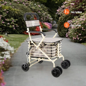 6 Wheeled Sit & Go Shopping Trolley With Handle & Hand Break Seat and Backrest - Picture 1 of 12