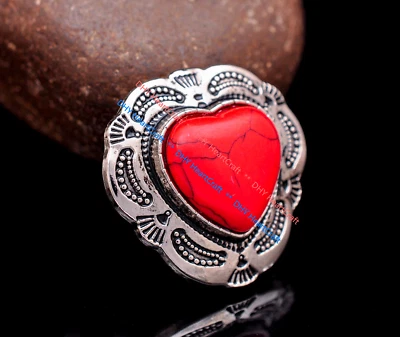 10X 1-1/8" Beauty Flower Pattern Red Heart Love Belt Bag Leathercraft Concho  - Image 1 of 4