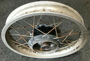 Honda CR250M Elsinore Rear Wheel 1973-76 Used OEM  ( OE rim has slight crack )  - Picture 1 of 9
