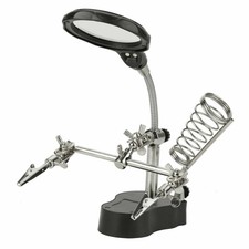 Led Adjustable Helping Hand Magnifier Soldering Station Stand Diy Electronic