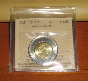 ICCS MS65 - Canada 2019 Toonie 16 Serrations 2 Dollars Two Dollar (XMV 168) - Picture 1 of 2