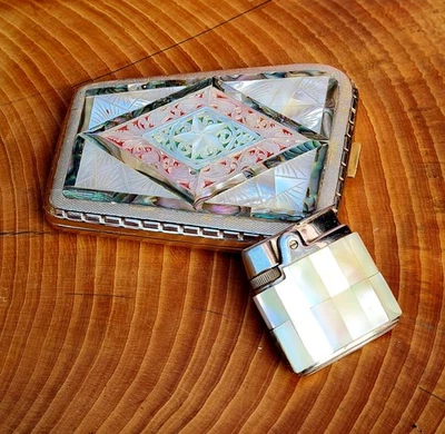 Ronson Milady en madreperla y abulón e impresionante estuche de cigarrillos también M.O.P Foto 1 de 4