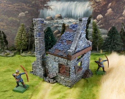 Painted Ruined Cottage 28mm Village Terrain Somerset Warhammer WWII Bolt Action - Image 1 of 4