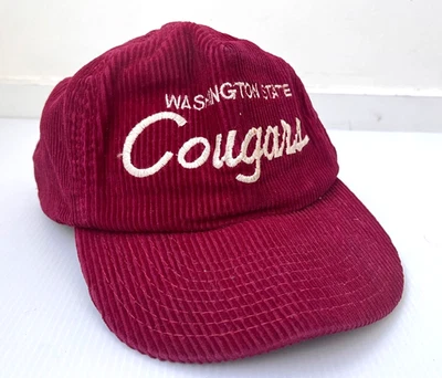 WASHINGTON STATE COUGARS hat vintage Sports Specialties corduroy embroidered - Image 1 of 4