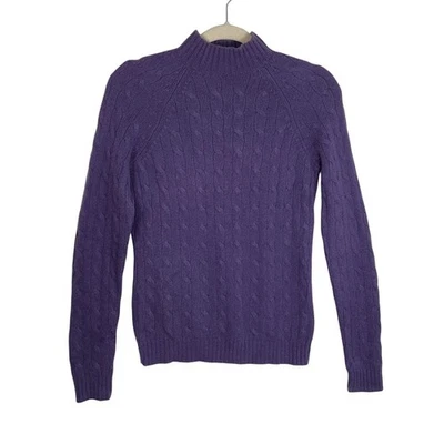 Suéter Black Label Ralph Lauren M 100 % cachemir púrpura tejido con cable cuello falso Foto 1 de 4