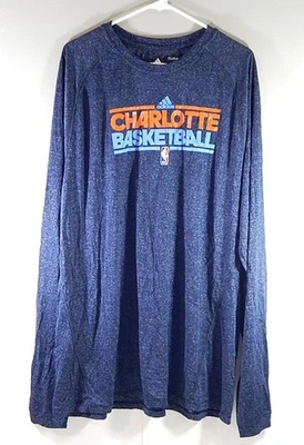 Charlotte Bobcats Adidas Climalite Team Issued LS Shirt Heather Blue 2XL Tall - Image 1 of 2