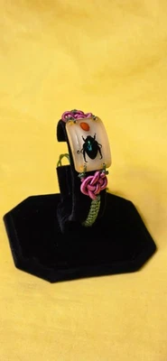 PULSERA 'Blue Cockchafer Beetle' Resina Lucite Drop ~ ¡¡¡brilla en la oscuridad!!!! Foto 1 de 4