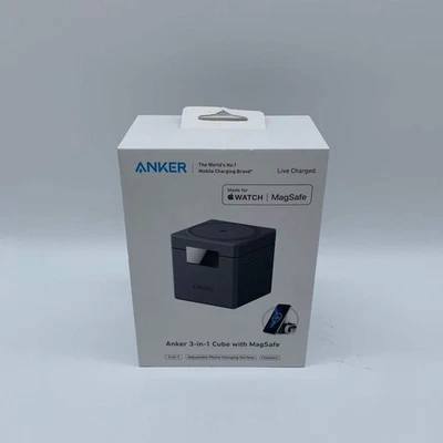 New Anker 3 in 1 Cube With MagSafe Y1811JA1-1 Black New Wireless - Image 1 of 4