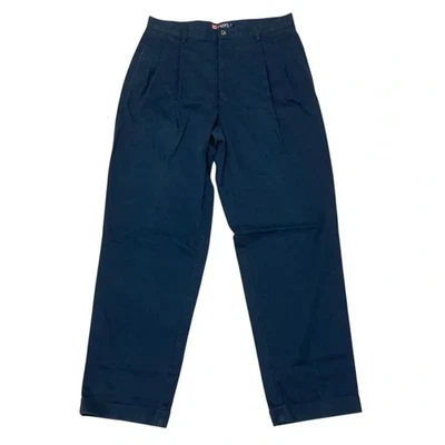 Vintage Chaps Ralph Lauren Pleated Cuffed Chinos Pants Navy Blue Men’s 34x32 - Image 1 of 4