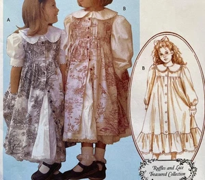 Sew Pattern McCall 4648~girl DRESS+PINAFORE~Cottagecore~Ruffles+Lace~6-7-8~UNCUT - Picture 1 of 1