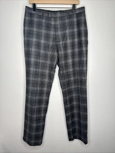Banana Republic Slim Fit Wool gray plaid pants Men’s 33x32 - Picture 1 of 4