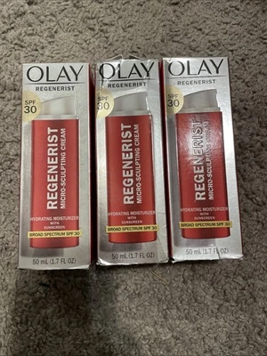 LOT 3 Olay Regenerist Micro Sculpting Cream Sunscreen SPF 30 - 1.7oz Exp 6/2026+ - Image 1 of 4
