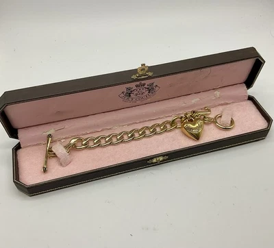 Pulsera Juicy Couture 2000 vintage corazón hinchado tono dorado 7,5"" con caja años 90 Y2K Foto 1 de 4