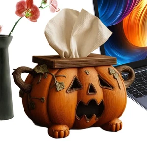 Pumpkin Tissue Box Holder Napkin Organizer for Home Pumpkin Shaped Halloween  - Picture 1 of 11