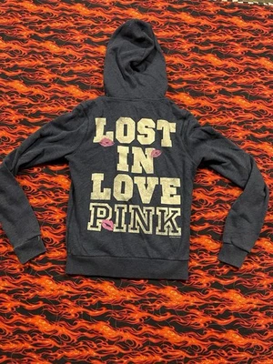 Suéter con Capucha Para Mujer De Colección Y2K Rosa Victoria’s Secret Tachonado Raro Pequeño Gris Foto 1 de 4