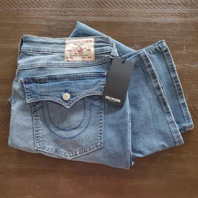 Pantalones de mezclilla para mujer True Religion World Tour talla W 36 Billie tiro medio solapa recta Foto 1 de 4