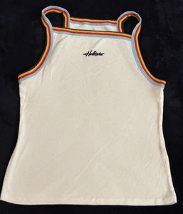 VTG Hollister Slim Tank Top Women's Size Large Ribbed Embroidered Logo 90's - Picture 1 of 9