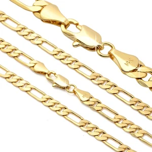 Figaro Chain Choker 14K Gold Plated 4mm 18" Hip Hop Fashion For Men & Women Boys - Picture 1 of 8