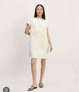 Everlane The Denim Workwear Shirt Dress Medium Bone Frayed Hem - Picture 1 of 8