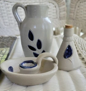 Vintage 3 Piece Williamsburg Pottery Salt Glaze - Picture 1 of 16