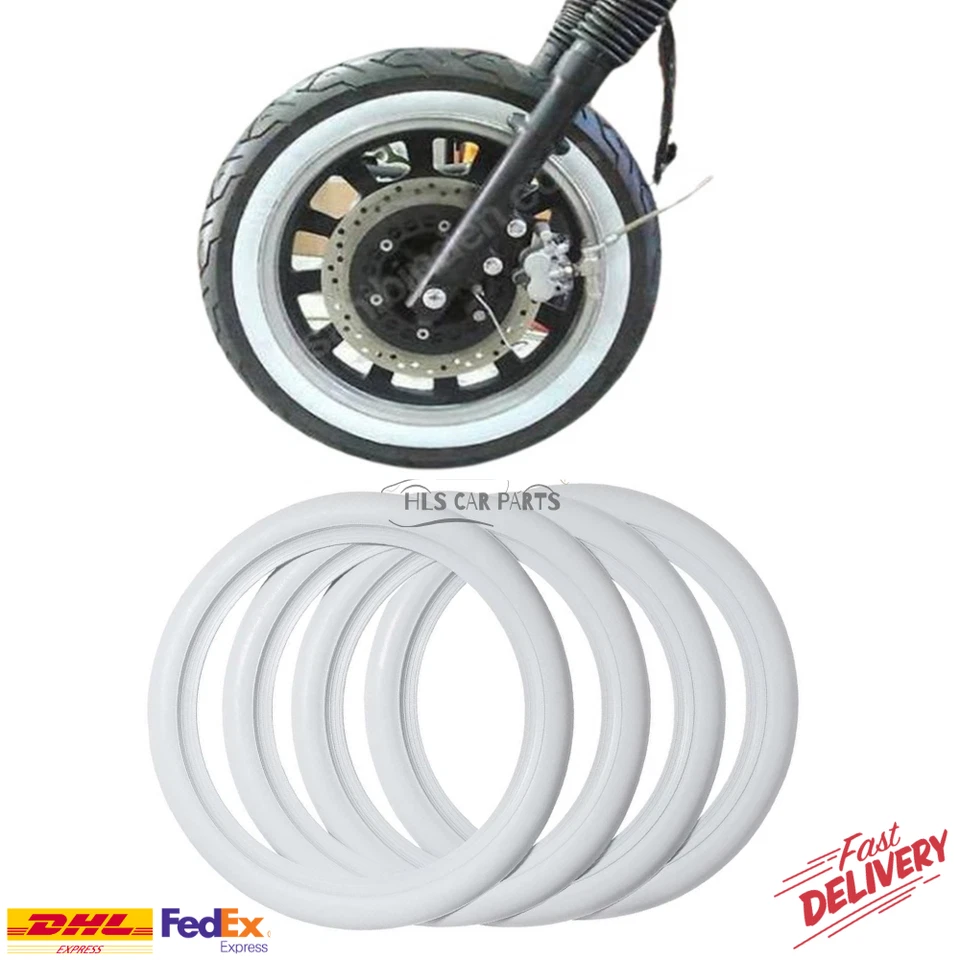 19 inch Rim Tire Side White Wall Portawall Motorcycle Tire Ring Set of 4 - Imagem 1 de 4