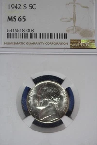 1942 S NGC MS65 JEEFERSON NICKEL #B51207 - Picture 1 of 2