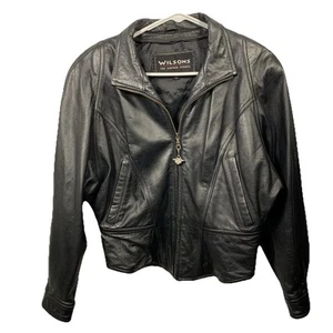 Chaqueta de Cuero Wilson’s Mujer Talla M Negra Corta Motociclista Motocicleta Moto - Imagen 1 de 18