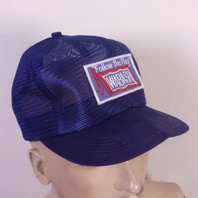 Sombrero de camionero vintage años 80 marca K Wabash ferrocarril toda malla SnapBack EE. UU. Foto 1 de 4