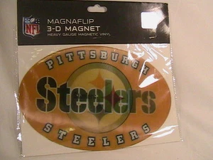 [N20] *NUEVO* IMÁN 3D MAGNAFLIP PITTSBURGH STEELERS por Brax LTD 9" LARGO OVALADO - Imagen 1 de 1