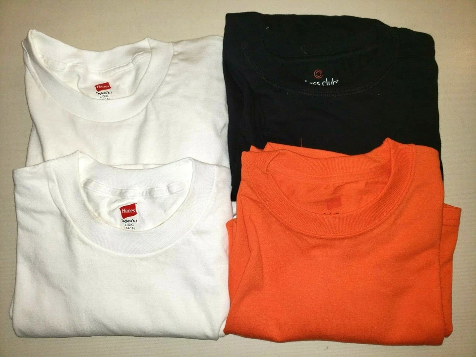 3 boys TEE SHIRTS 14/16 white black 1 mens ORANGE top small SHORT SLEEVE comfy! - Image 1 of 1
