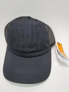Timberland • Men's Black Cotton Canvas Baseball Cap Logo Sport Meshback Hat NEW - Picture 1 of 4
