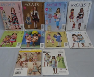 Lot of 10 Sewing Pattern Child Sz 1/2 1 2 3 4 5 & Matching 18" Doll Clothes CUT - Picture 1 of 6