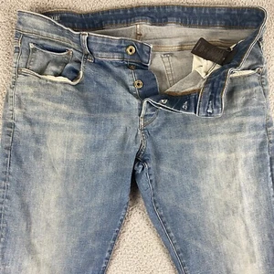 G Star Raw Jeans Herren 36x32 3301 Straight Button Fly Light Wash Denim Preppy - Bild 1 von 12