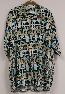 Pierre Cardin Mens Hawaiian Shirt Floral XL Short Sleeve Bamboo & Drinks - Picture 1 of 3