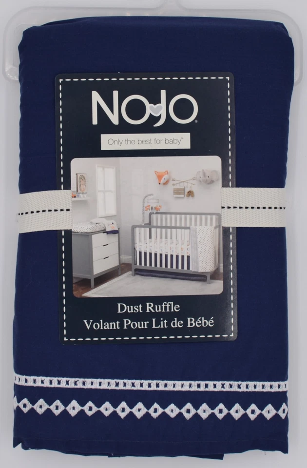 Юбка для детской кроватки NoJo / пылевая оборка с вышитой отделкой, темно-синяя - Изображение 1 из 1