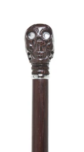 Wenge Shaft with a Wenge Skull and Rhinestones Dress Cane Walking Stick - Picture 1 of 2