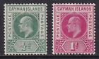 CAYMAN ISLANDS 1902-03 KEVII Wmk Crown CA selection SG 3-4 MH/* (CV £16)